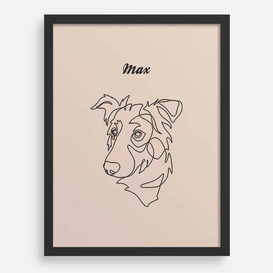Custom One Pet Line Drawing Portrait