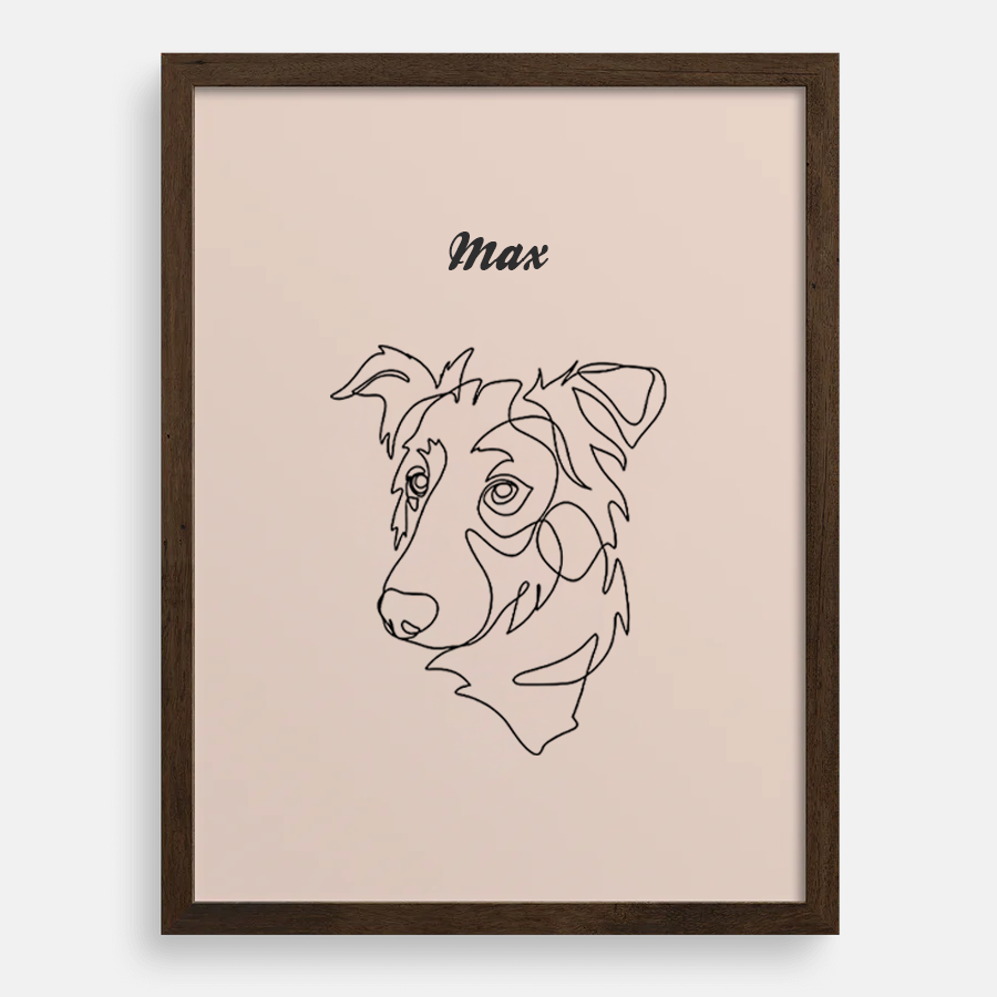 Custom One Pet Line Drawing Portrait