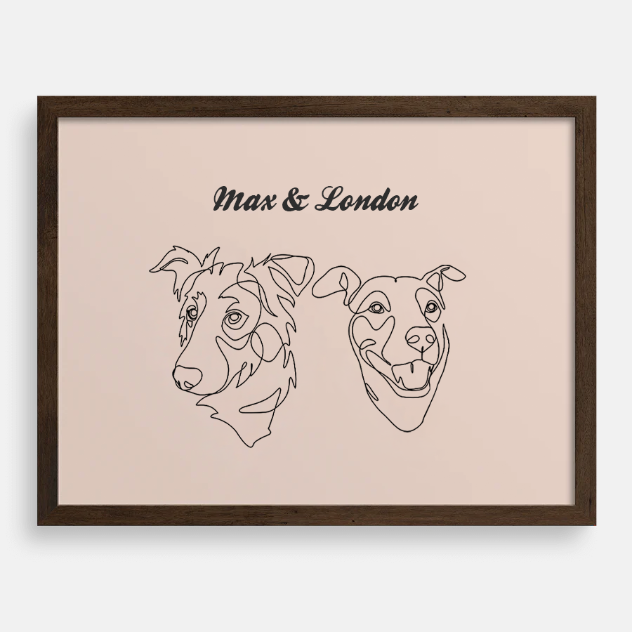 Custom One Pet Line Drawing Portrait
