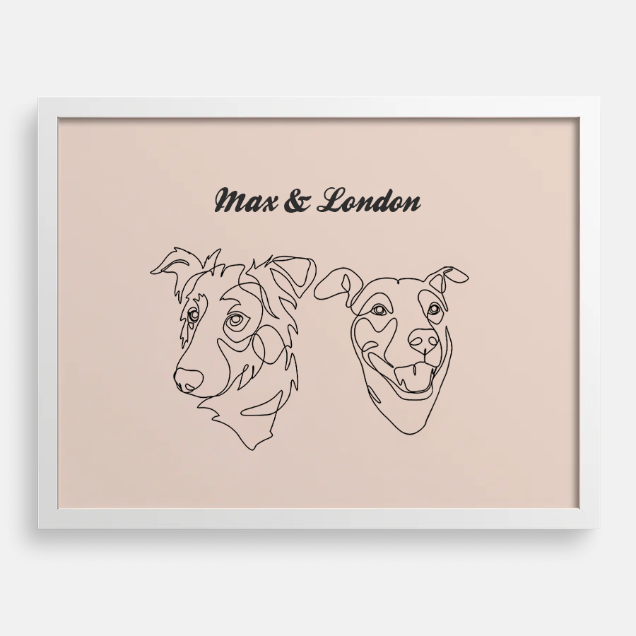 Custom One Pet Line Drawing Portrait