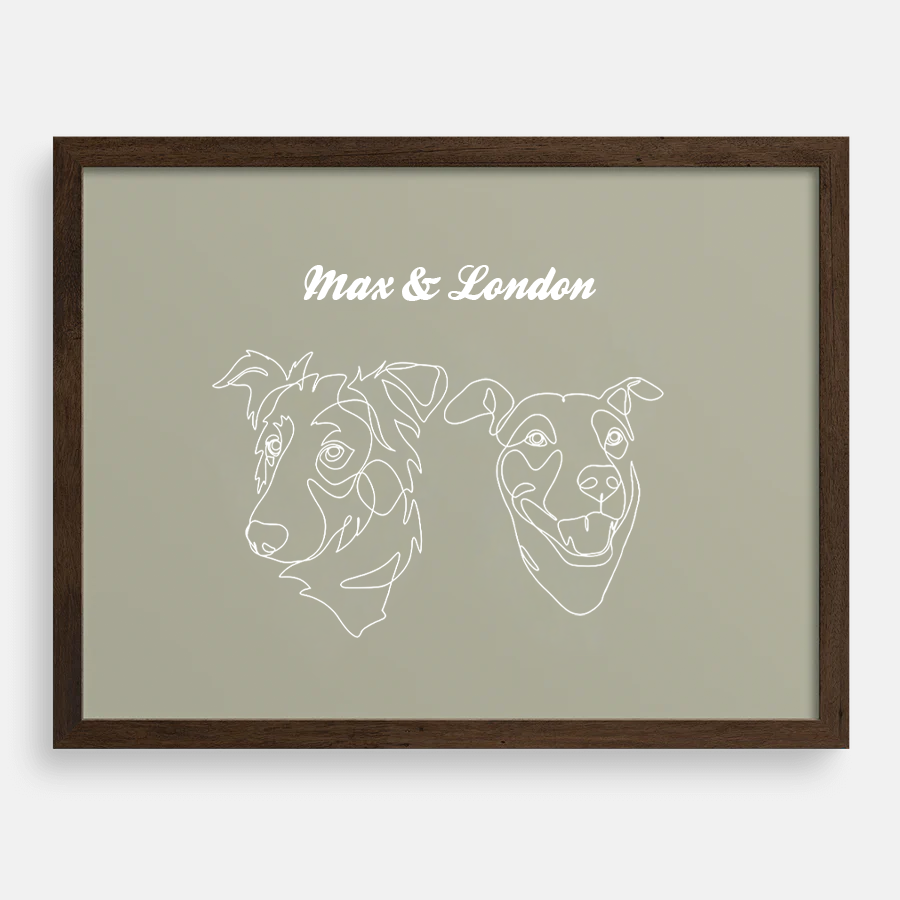 Custom One Pet Line Drawing Portrait