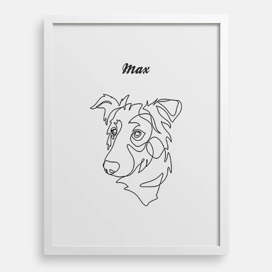 Custom One Pet Line Drawing Portrait
