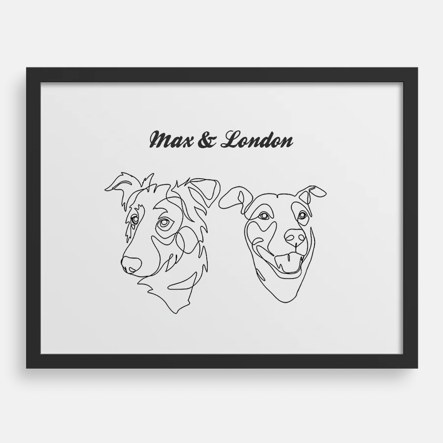 Custom One Pet Line Drawing Portrait
