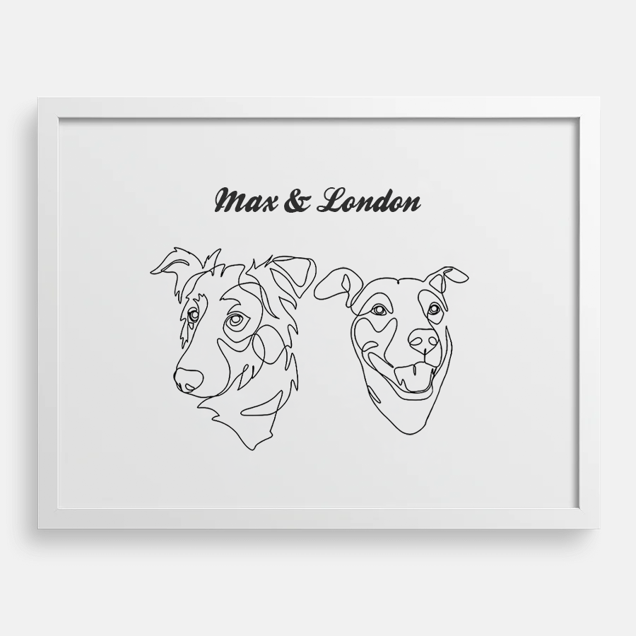 Custom One Pet Line Drawing Portrait